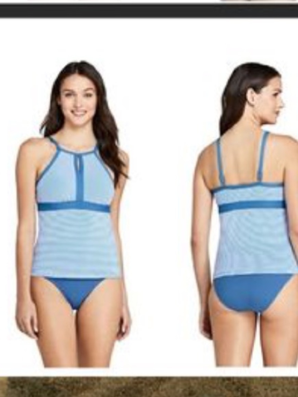 Lands’ End Swim Tank 4 Blue Stripe